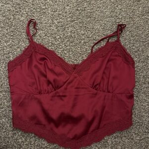 Windsor Lace Trim Satin Camisole - Deep Wine
